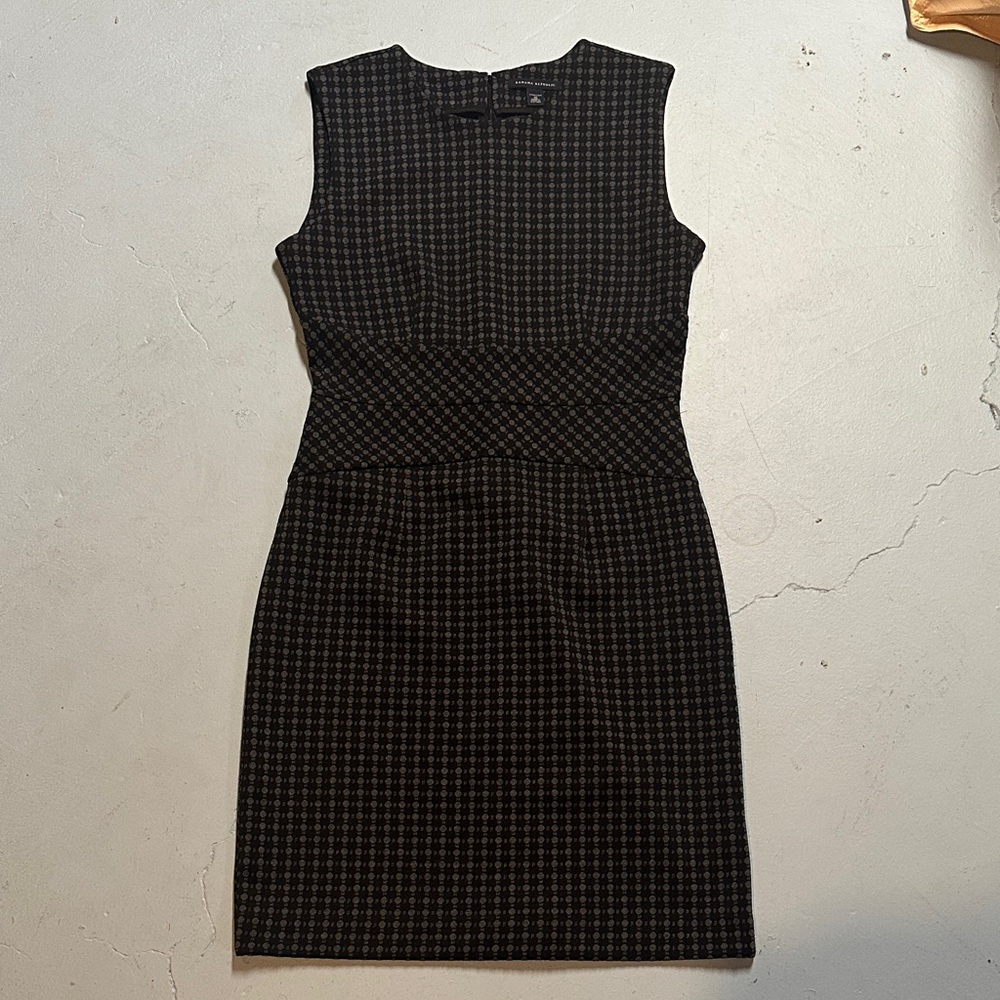 Banana Republic Black and Gray Checkered Mini Dress